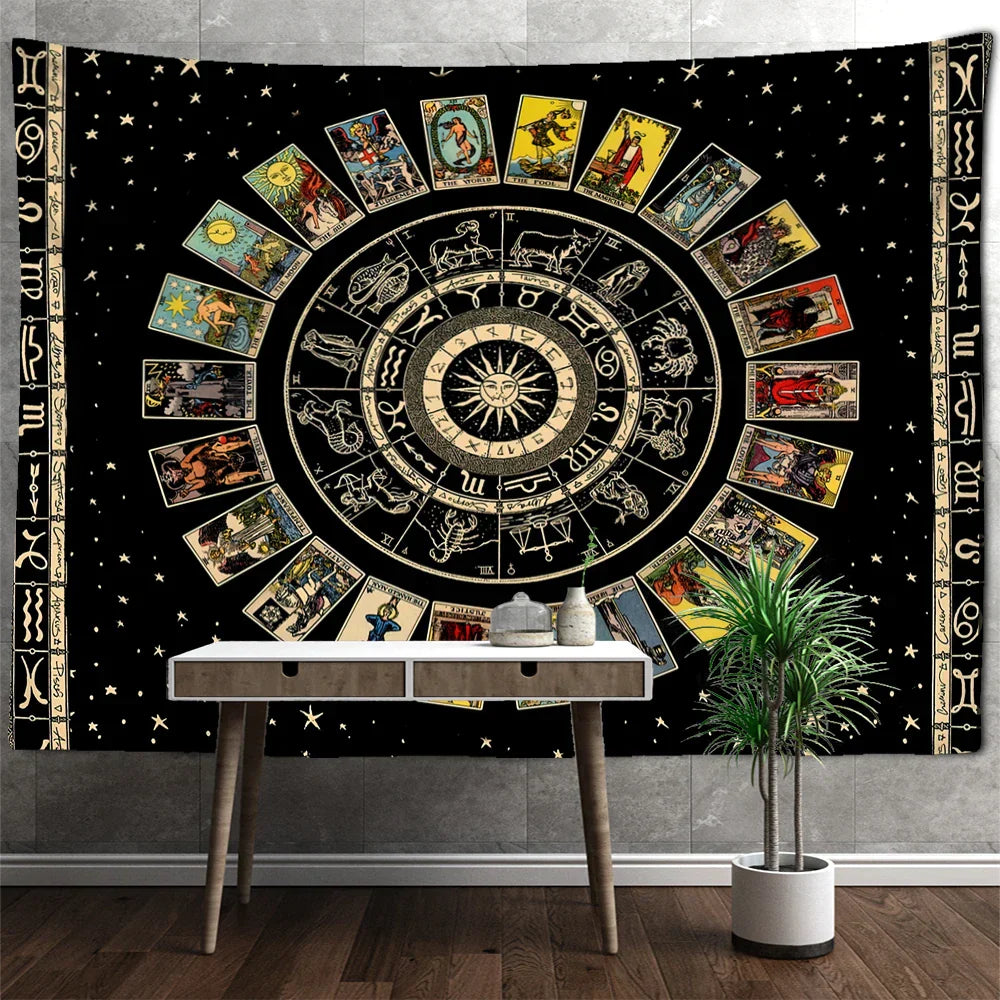 Decobites Zodiac Star Plate Mandala Tarot Tapestry for Aesthetics Home Decor