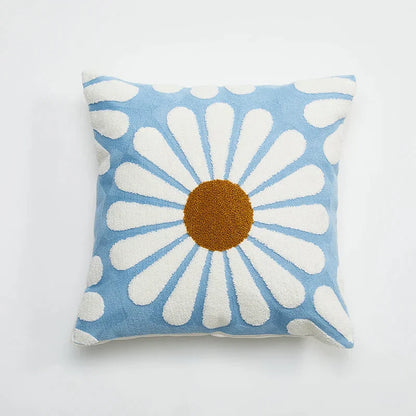 DecorBites™ Embroidered Daisy Dandelion Cushion Cover 45x45cm for Sofa Bed Chair Living Room