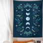 Decobites Moon Phase Wall Hanging Tapestry in Olive Leaf Green & Black - Boho Room Decor