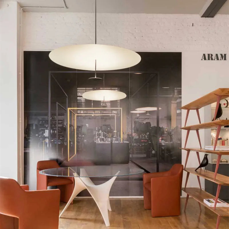 Postmodern Saucer Metal Pendant Light in White or Black
