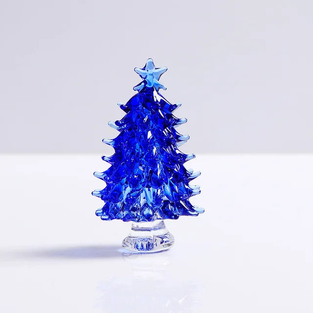 DecorBites™ Crystal Christmas Tree Mini Figurine Handmade Glass Collectible Decoration