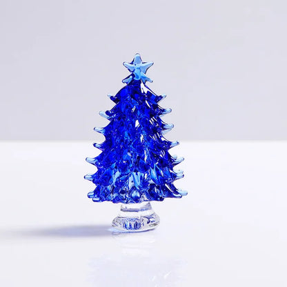DecorBites™ Crystal Christmas Tree Mini Figurine Handmade Glass Collectible Decoration