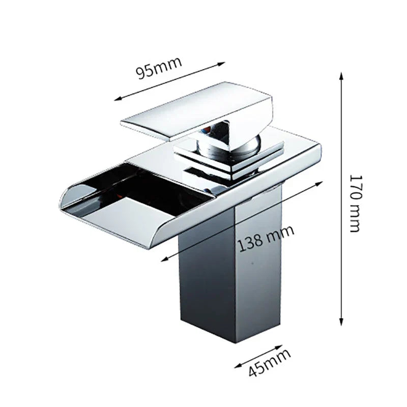DecorBites™ LED Waterfall Basin Faucet - Color Changing, Single Handle, Deck Mounted.