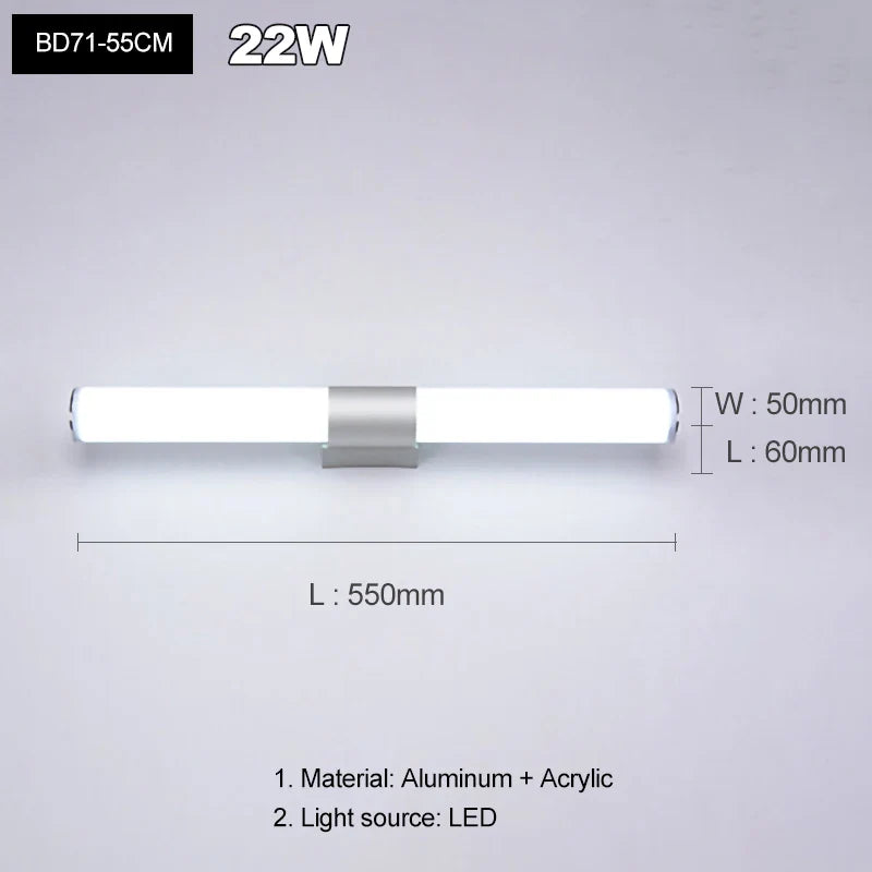 DecorBites™ LED Acrylic Wall Lamp for Bathroom & Bedroom, Modern Simplicity, Anti-fog Sconces