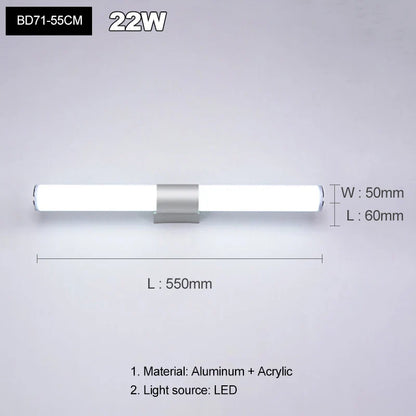 DecorBites™ LED Acrylic Wall Lamp for Bathroom & Bedroom, Modern Simplicity, Anti-fog Sconces