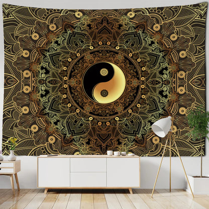 Decobites Mandala Pattern Tapestry Wall Hanging for Dark Hippie Aesthetics Room