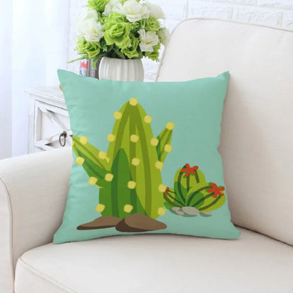 DecorBites™ Cactus Hand Painting Decorative Pillowcase for Sofa, Chair Cushion Home Decor