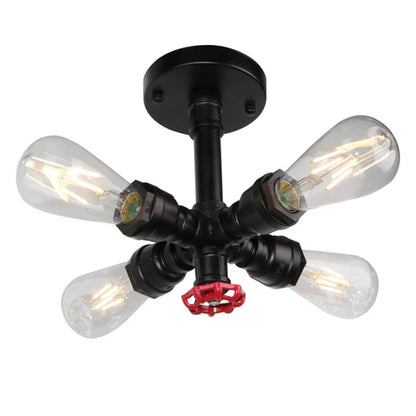 DecorBites™ Industrial Brass Ceiling Chandelier with Edison Bulbs