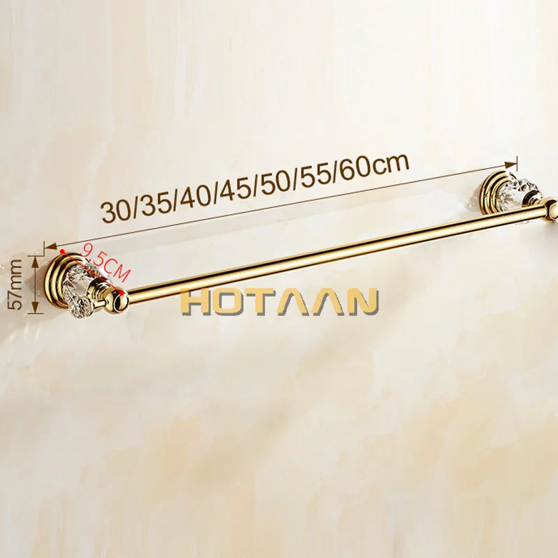 DecorBites™ Golden Crystal Single Towel Bar - Stainless Steel Bathroom Rack