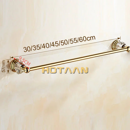 DecorBites™ Golden Crystal Single Towel Bar - Stainless Steel Bathroom Rack