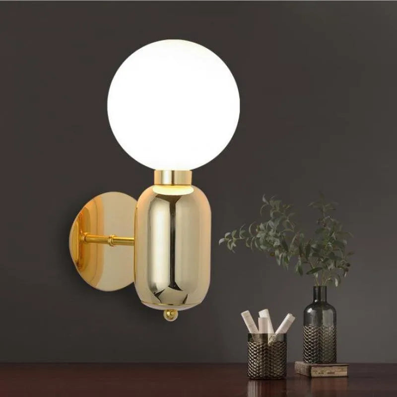 DecorBites™ Gold Mirror Ball Wall Lamp - Modern Minimalist LED Sconce