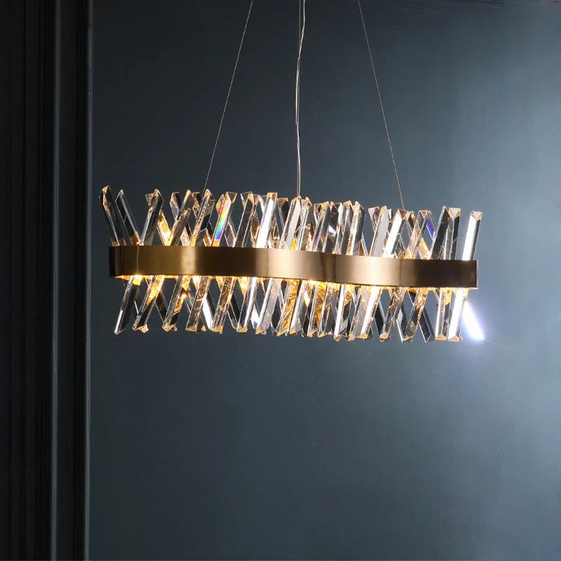 DecorBites™ Gold Crystal LED Chandelier for Dinning Room