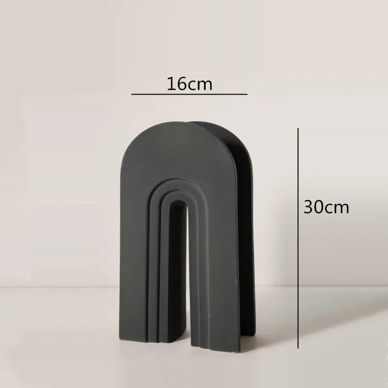 Jarrón de cerámica DecorBites™ con rayas geométricas para decoración del hogar y manualidades con arreglos florales