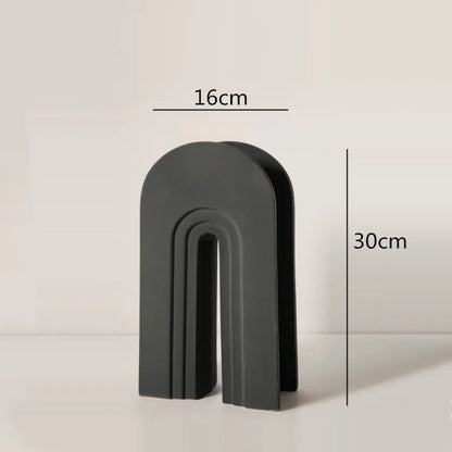 Jarrón de cerámica DecorBites™ con rayas geométricas para decoración del hogar y manualidades con arreglos florales