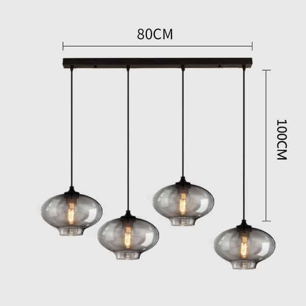 DecorBites™ Gray Glass Pendant Light for Bar Stair Dining Room E27 Edison Lamp Lighting