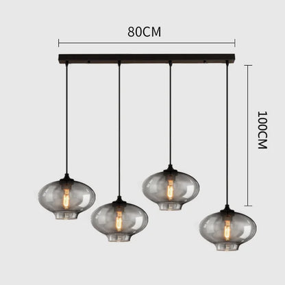 DecorBites™ Gray Glass Pendant Light for Bar Stair Dining Room E27 Edison Lamp Lighting