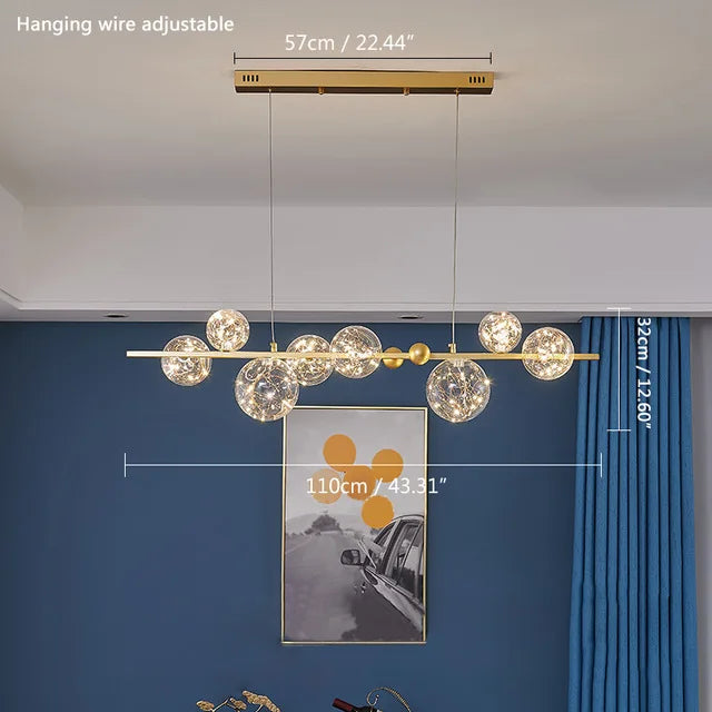 Gold Glass 12-Bubble Chandelier Chrome Finish