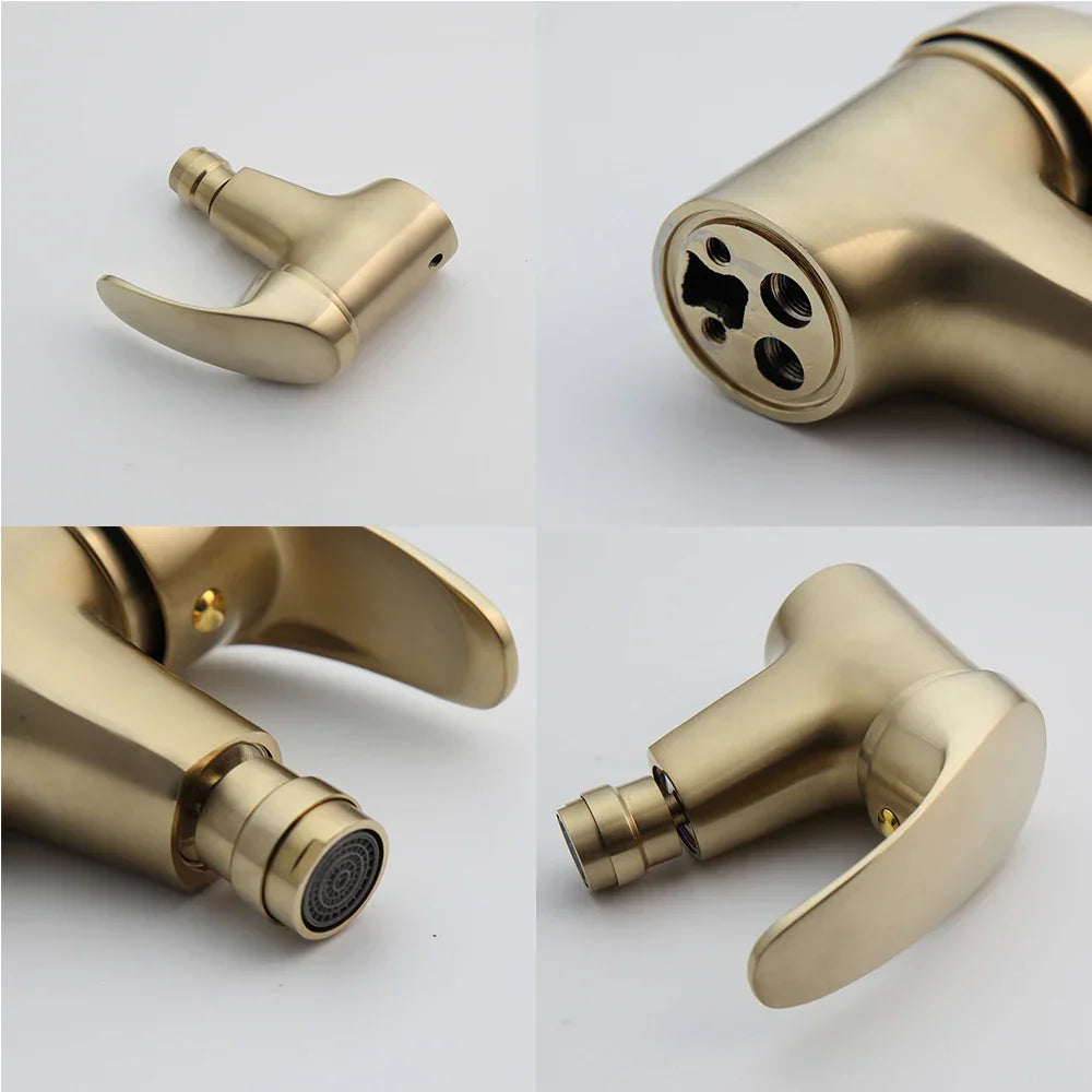DecorBites™ Brushed Gold Basin Mixer Tap - Solid Brass Vessel Vanity Faucet
