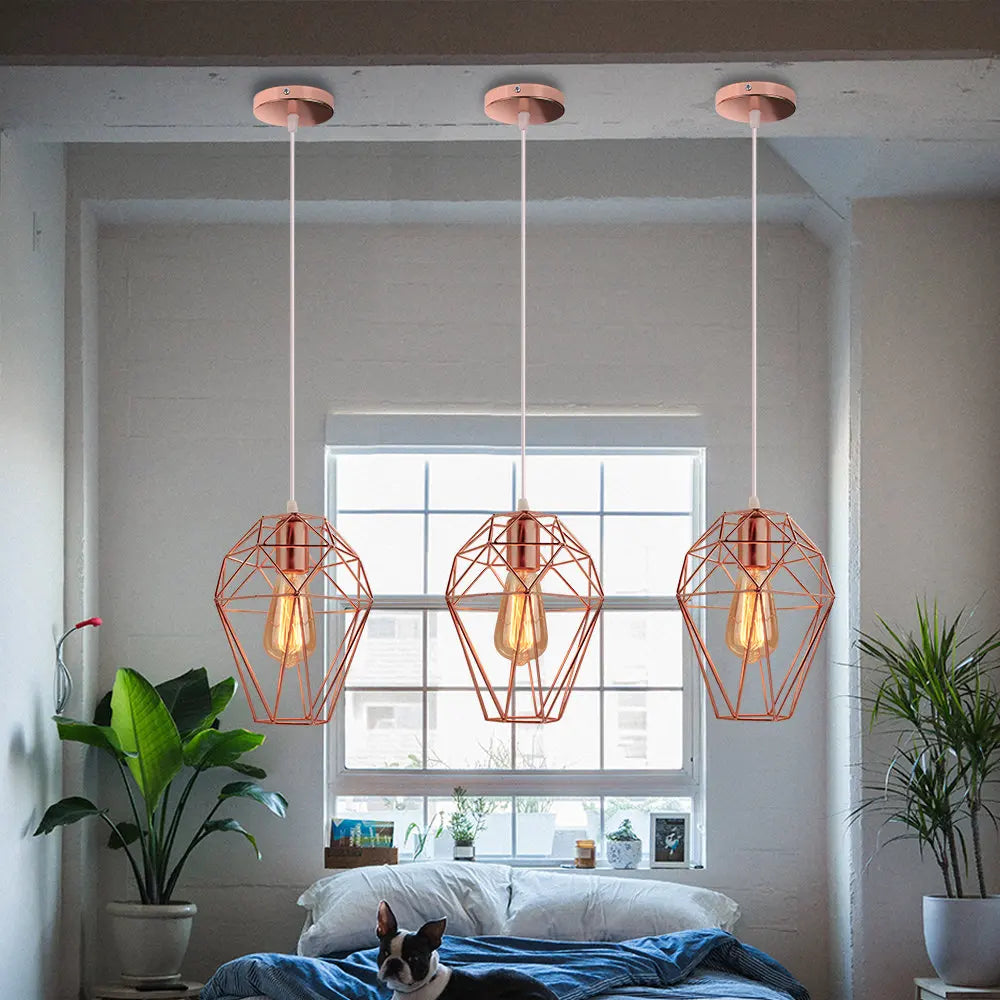 DecorBites™ Birdcage Diamond Ceiling Pendant Light Chandelier for Home Living Room Decor