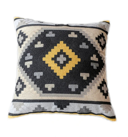 DecorBites™ Grey Embroidered Cotton Pillow Cover 45x45cm for Home Decor and Living Room
