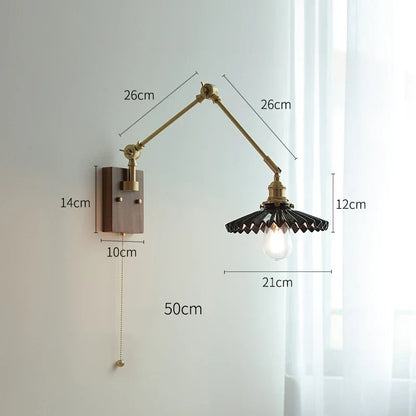 مصباح حائطي DecorBites™‎ بذراع دوارة من النحاس - مصباح حائطي LED لغرفة النوم وغرفة المعيشة