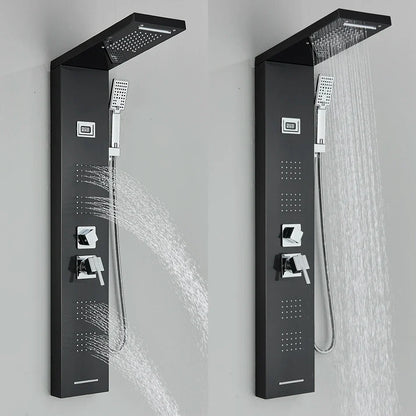 مجموعة دش DecorBites™ Black Rainfall مع نظام تدليك وشاشة درجة الحرارة