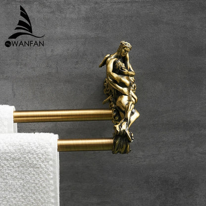 DecorBites™ Double Towel Bars: Gold/Silver Bathroom Towel Rack Holder, Wall Mounted Brass