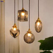 Luces colgantes de vidrio japonés Decorbites™: Decoración de cobre industrial vintage para dormitorio y sala de estar
