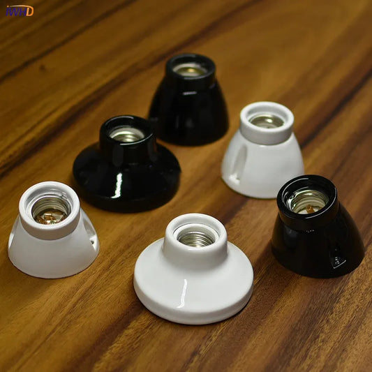 DecorBites™ Ceramic E27 Lamp Bulb Holder Base, Table Ceiling Fitting Socket Lampholder