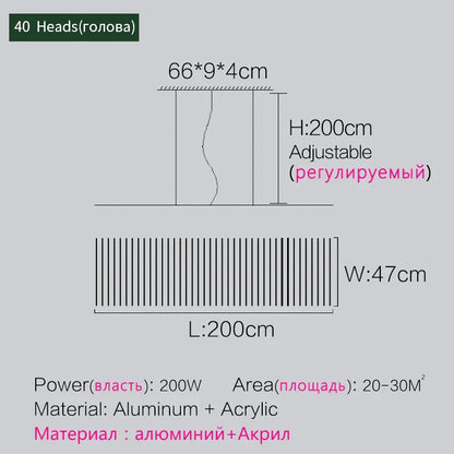 Lámpara de araña lineal DecorBites™ con forma de espina de pez: Iluminación nórdica minimalista para comedor, oficina o sala de estar