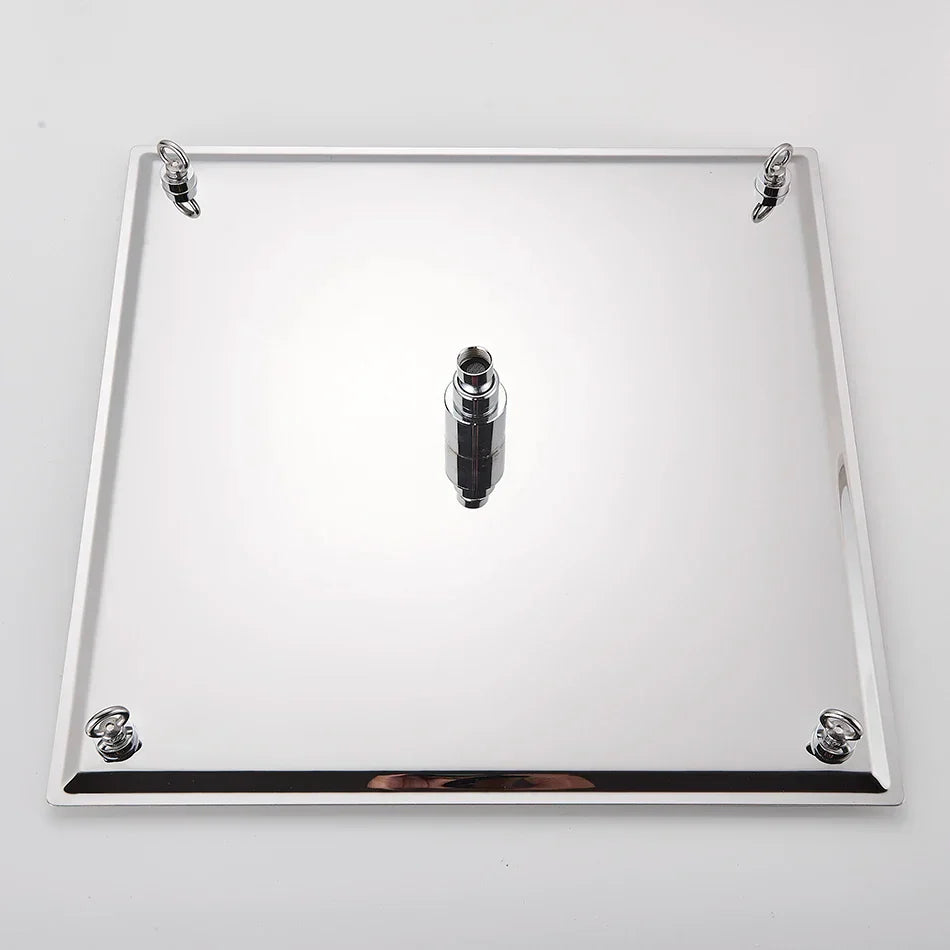 Cabezal de ducha cuadrado de lujo cromado DecorBites™ de 20 pulgadas, ultrafino, de acero inoxidable, tipo lluvia.