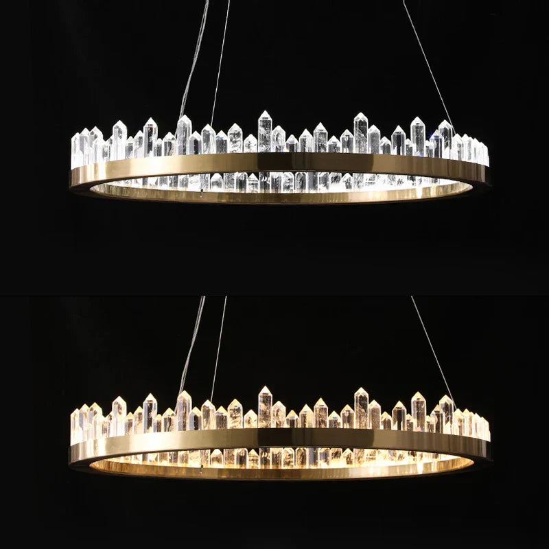 DecorBites™ Golden Crystal LED Chandelier for Modern Dining Room