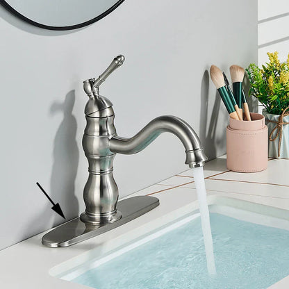 DecorBites™ Brass Basin Faucet with Swivel Spout & Single Handle Deck Mount