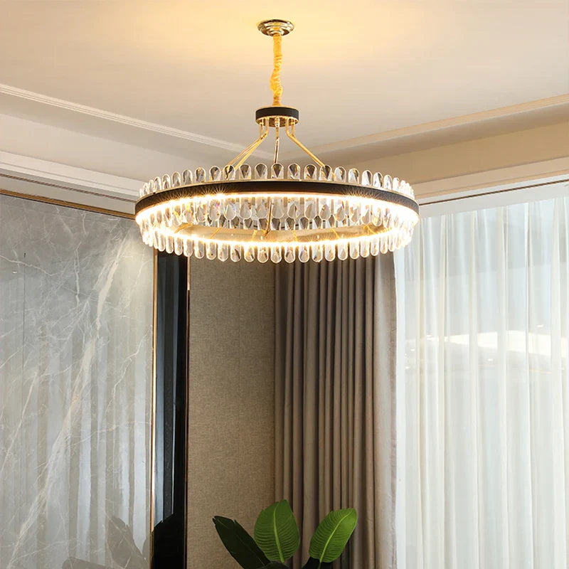 DecorBites™ Gold Stainless Steel Crystal Chandelier for Dinning Room
