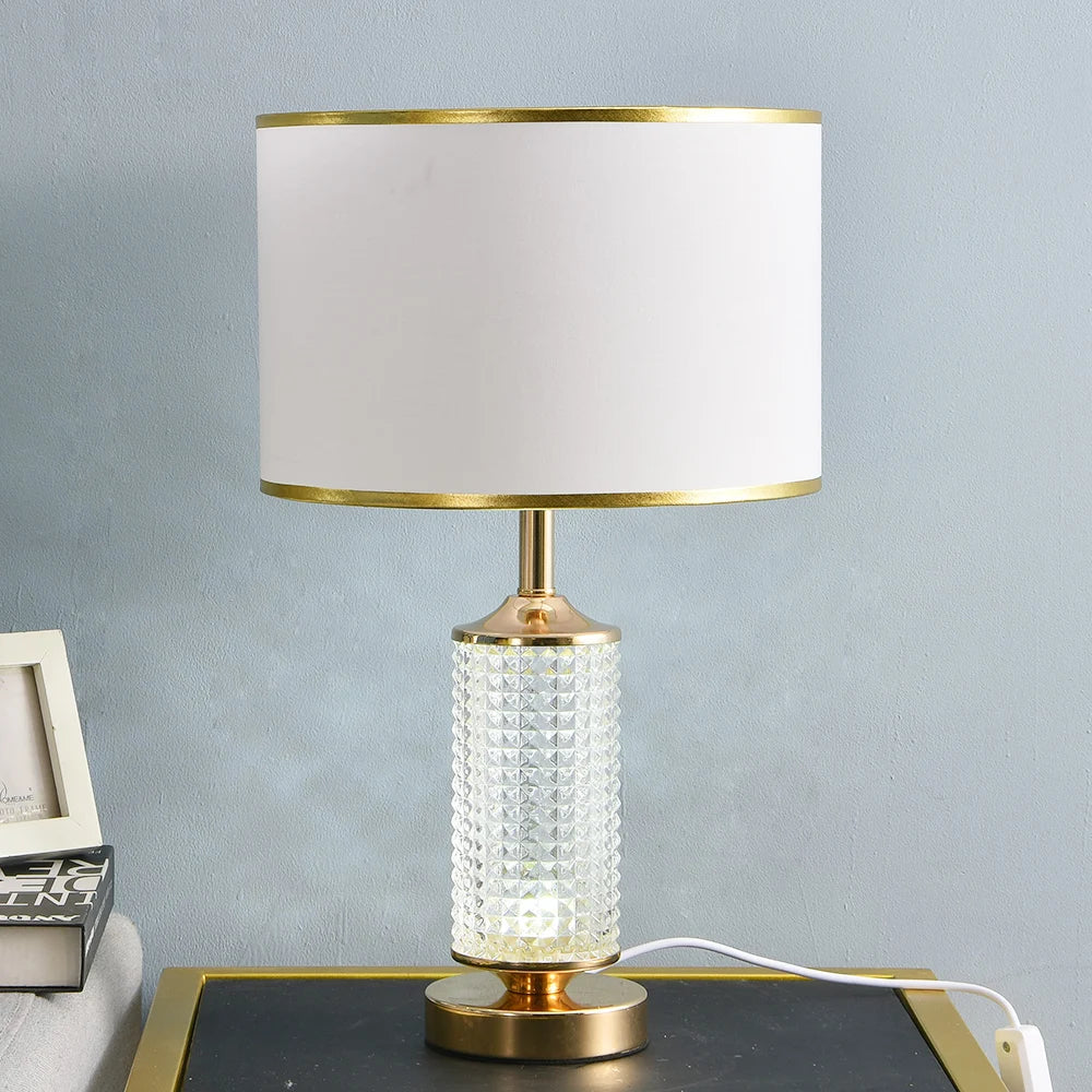 DecorBites™ Clear Crystal Glass LED Table Lamp for Bedroom and Living Room