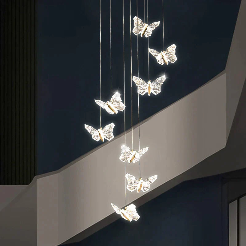 DecorBites™ Butterfly Ladder Pendant Lights Chandelier for Loft Decor Interior Lighting Stairs Bedside