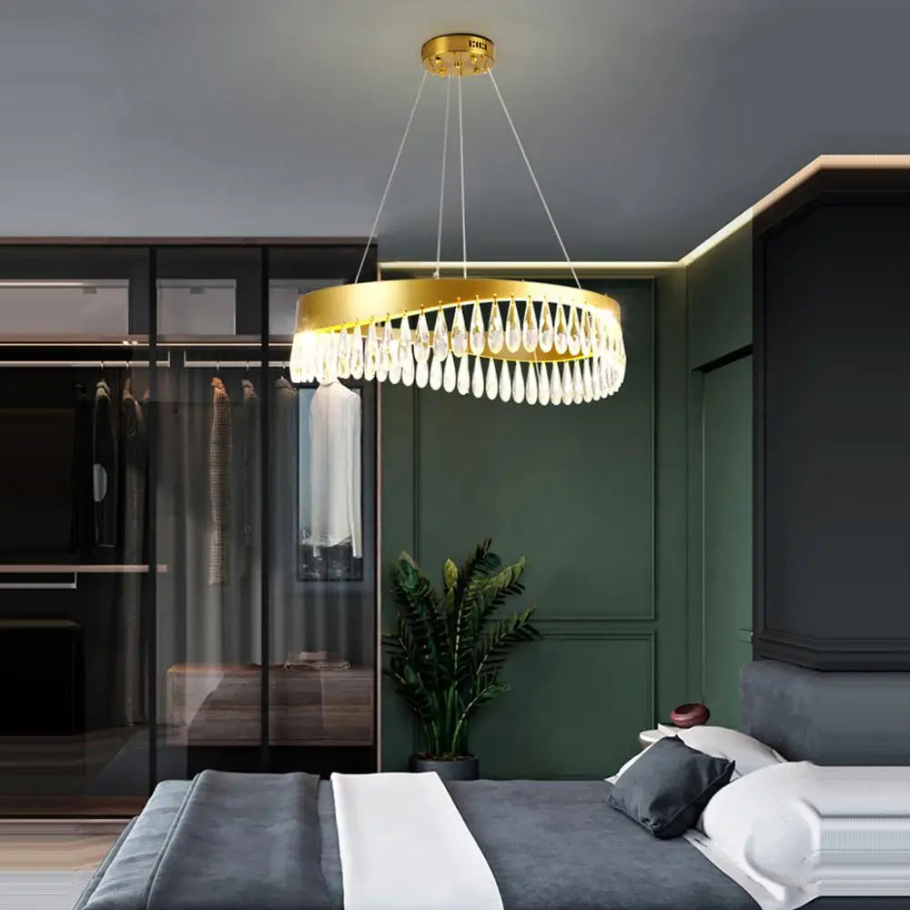 Gold Crystal Dining Chandelier Oval 120cm