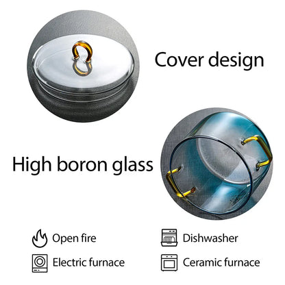 DecorBites™ Gradient Color Glass Saucepan Pot | Heat-Resistant Casserole Cookware