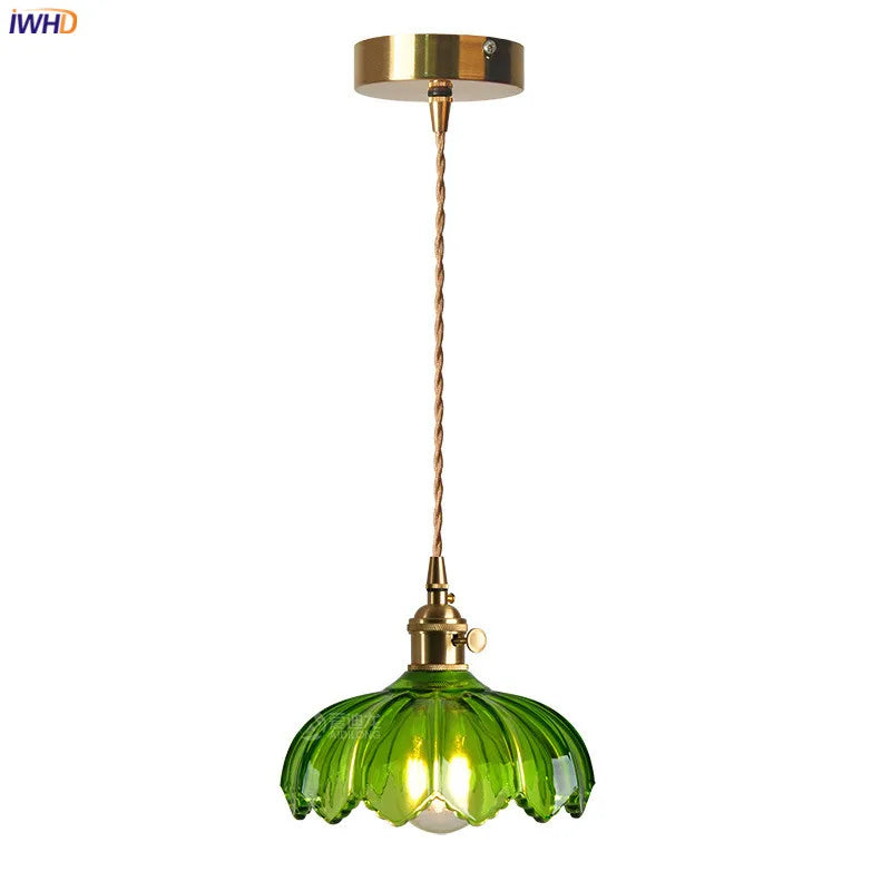 Lámpara colgante de vidrio verde Decorbites™ - Luces colgantes modernas nórdicas de cobre para dormitorio, bar, restaurante