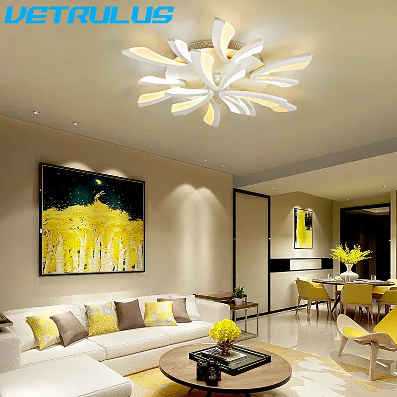 DecorBites™ Branch Design LED Chandelier: Modern Nordic Acrylic Ceiling Light for Stylish Living Room Décor