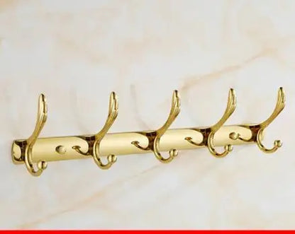 DecorBites™ Gold Brass Bath Hardware Set: Towel Rack, Paper Holder, Toilet Brush Holder, Towel Ranger, Hooks