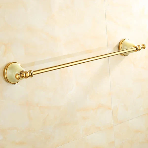 DecorBites™ Gold Bathroom Accessories Set: Shelf, Towel Rack, Holder, Brush Holder, Bath Hardware