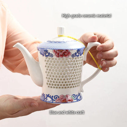 DecorBites™ Blue White Porcelain Tea Set Kungfu Teaware Green Puer Tea Cup Pot Teatime Set