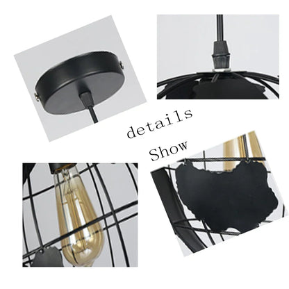 DecorBites™ Black Metal Industrial Ceiling Light with E27 Socket for Living, Bedroom, Dining Room