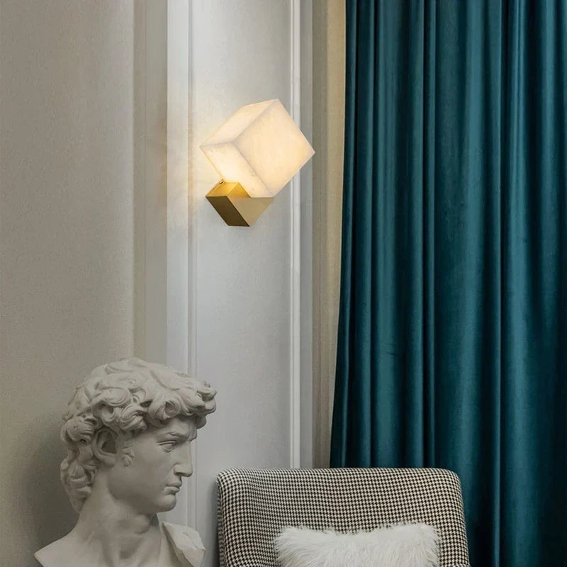 DecorBites™ Jade Wall Lamps: Modern LED Square Marble Lighting Fixtures for Home Decor