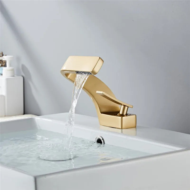 DecorBites™ Basin Faucet - Modern Black Brushed Gold Bathroom Mixer Tap Hot Cold Sink