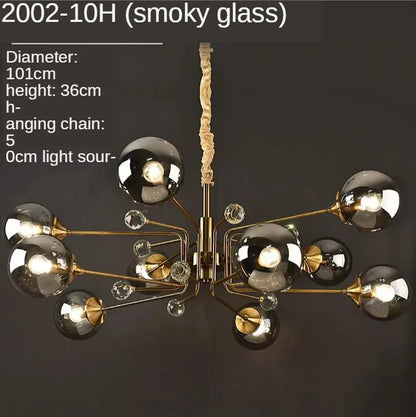 DecorBites™ Gold Glass Ball Chandelier LED Lighting for Living Room, Kitchen, Bedroom