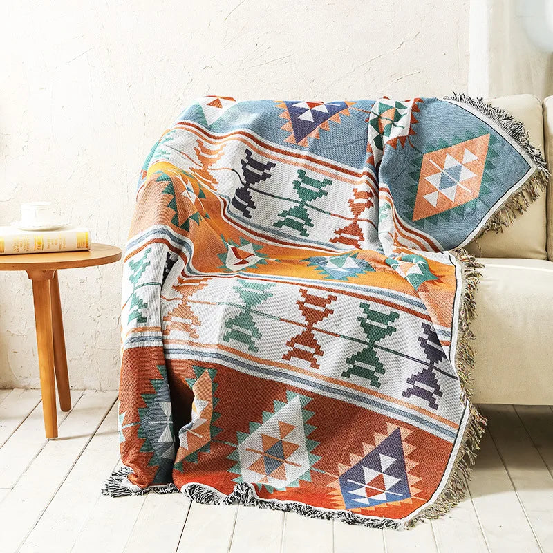 DecorBites™ Knitted Nordic Plaid Blanket - Cozy Home Decor and Sofa Cover
