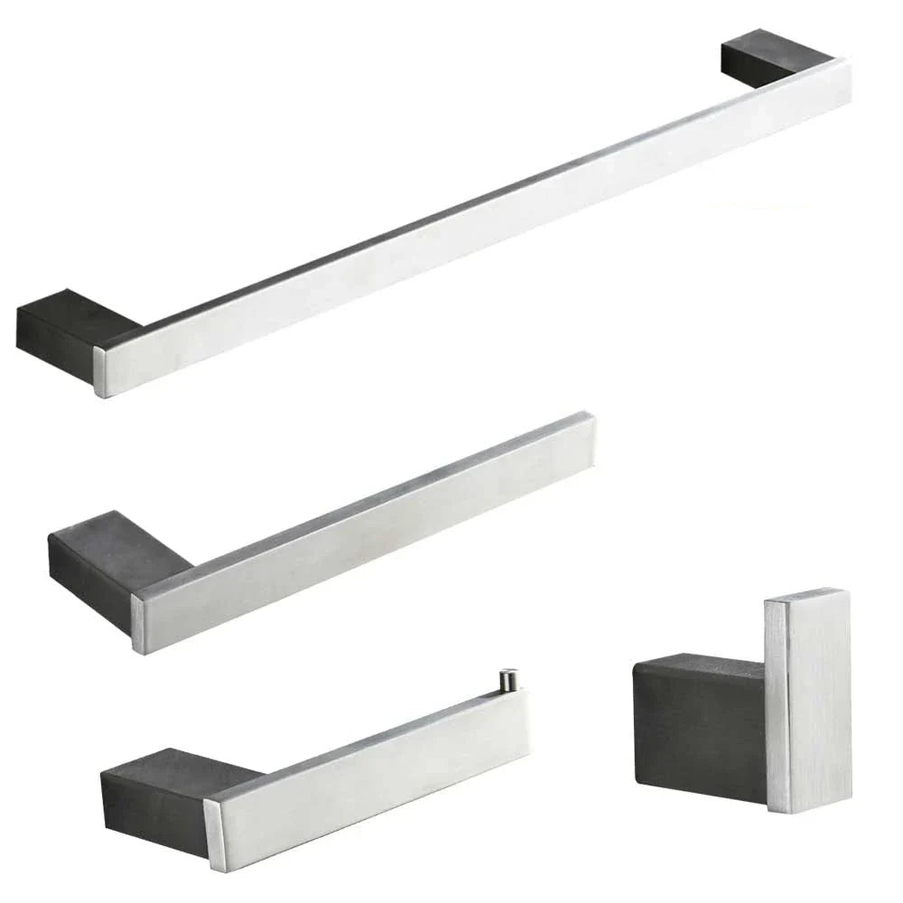 DecorBites™ Brushed Nickel Stainless Steel Bathroom Hardware Set - 4-Piece Accessory Kit