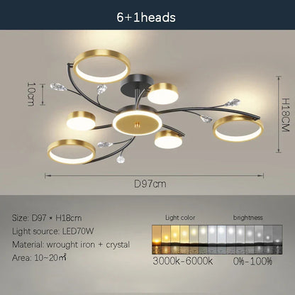 DecorBites™ LED Chandelier: Modern Whole House Indoor Lighting for Bedroom, Living Hall, and Dining Room